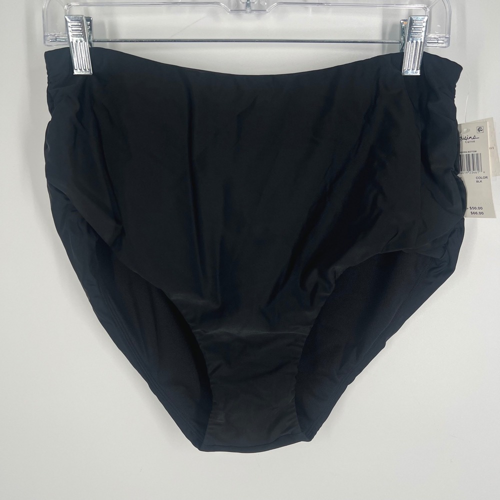 Raisins Curve Keiora High Waist Ruched Swim Bottoms Black N840072 14W NEW